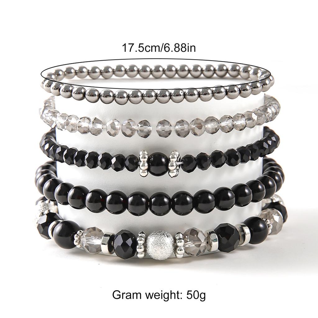 5Pcs Crystal Beaded Stretch Bracelet Set Dazzling Crystal Bead Bracelets Ornament for Personal Style and Gift Giving