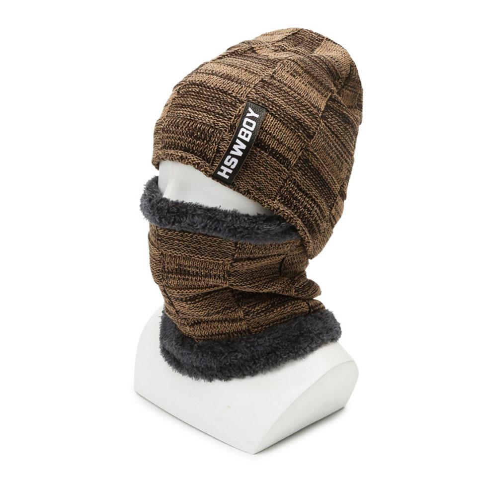 Loogdeel Neck Warmer Wool Lining Thick Warm Windproof Beanies Balaclava Outdoor Skullies Bonnet Winter Fleece Lined Knitted Hat