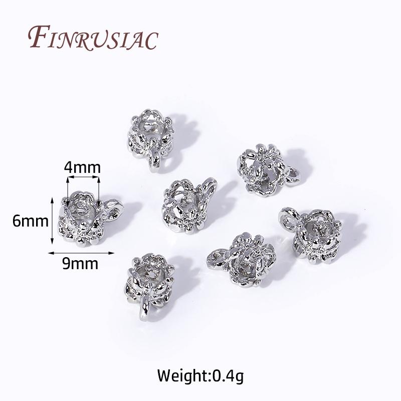 18K Gold Plated Spacer Beads Pendant Charms Bail Brass Metal Large Hole Bail Beads For DIY Jewelry Making Findings Accessories