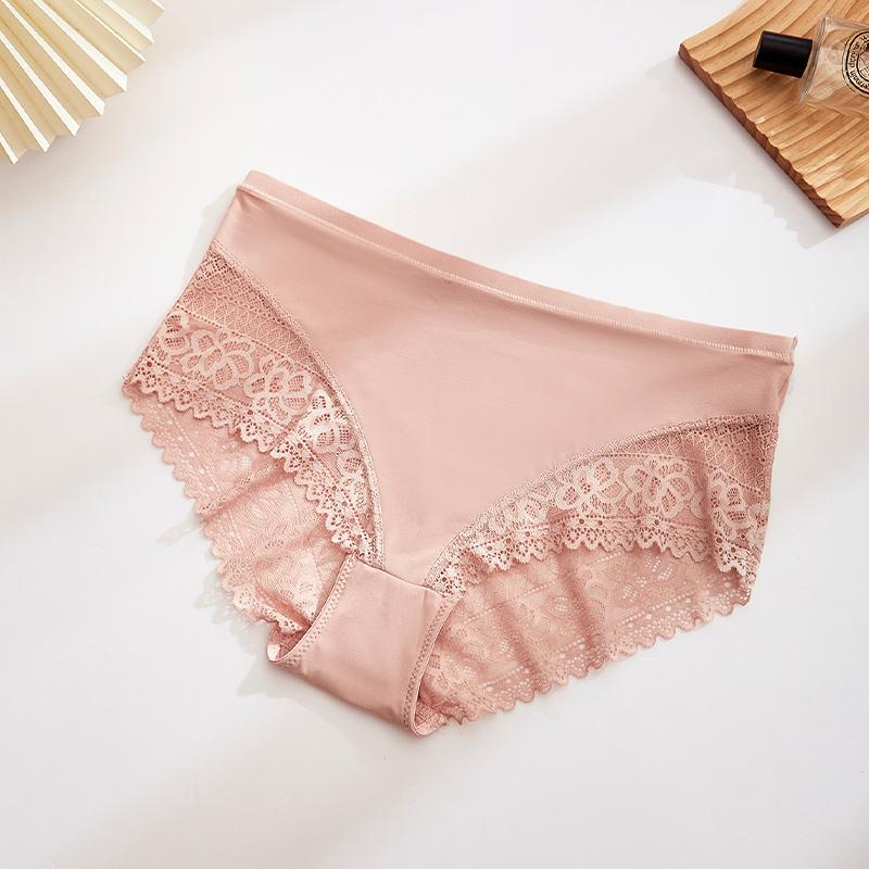 Women's High Waist Panties Sexy Underpants Spliced Lace Lingerie Bowknot Cotton Crotch Thongs Perspective Solid Color Underwear