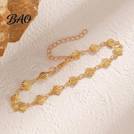 Casual Wrist Jewelry for Women Gold Boho Ocean Bracelet Women, Minimalist Mini Metal Scallop Gentle Style Shell Bracelet, Summer Beach Vacation, Daily