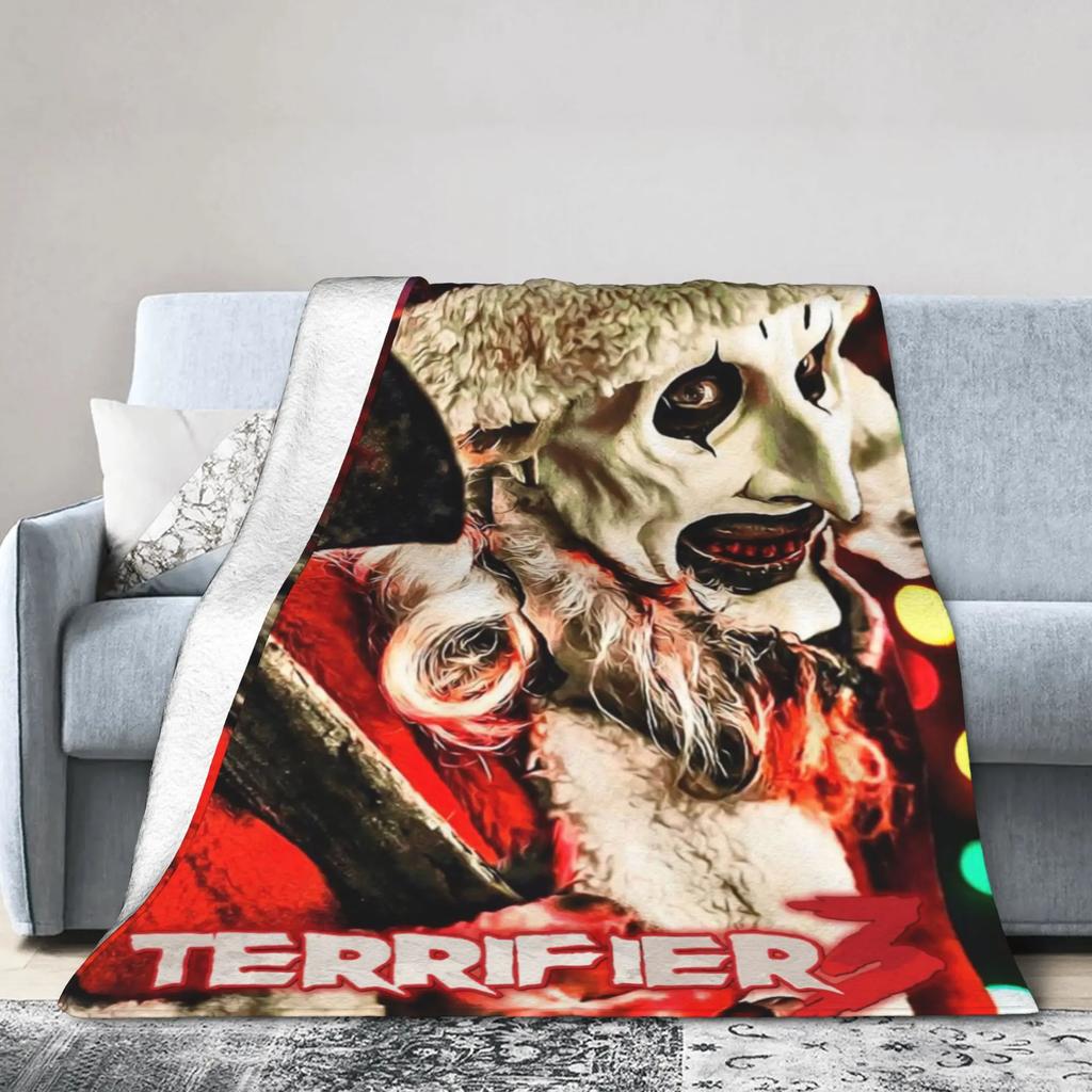 Terrifier  Horror Film Warm Plush Throw Blanket for Kids and Adults Soft Flannel Bedspread for Sofa Bed Living Room Decor