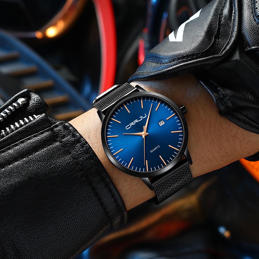 CRRJU 2172 Men's Casual Watch - Simple, Ultra-Thin Design with Calendar for Students and Professionals
