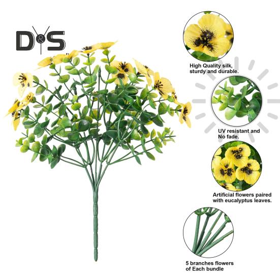 12 Pezzi Fiori di Pansè Artificiali da Esterno Resistenti ai Raggi UV Fiori di Seta Sintetica Colorati Pansè Finti per Fioriera Cassetta da Finestra Portico d'Ingresso Cortile Patio Decor