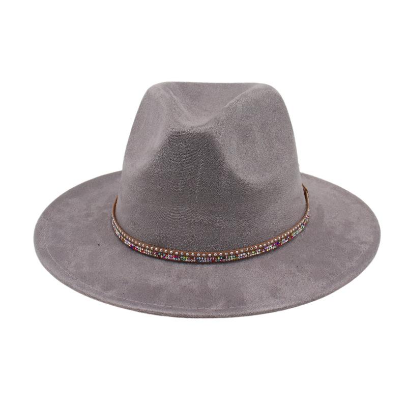 Diamond Flat-Brimmed Shade Men'S And Women'S Suede Hats Western Cowboy Hats Jazz Top Hats