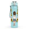1PC Little Girl Swing Daisy Flower Field Art 750ml Color Plastic Sports Water Bottle Leakproof Flip Straw Lid Suitable for Sports Office Home Use
