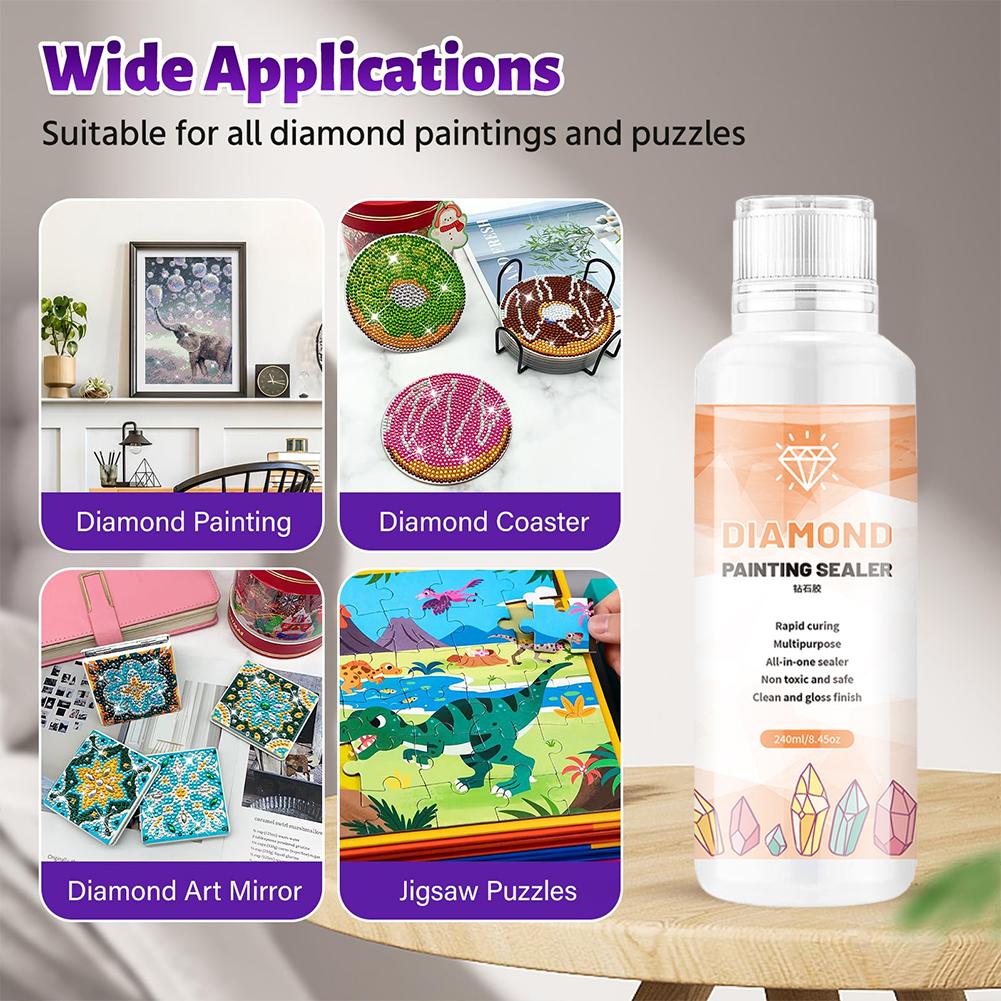 60-240ML 5D Rhinestone Art Glue Permanent Hold Shine Shine Effect Puzzle Sealer Sticky Diamond Embroidery Mosaic Glue Gel Access