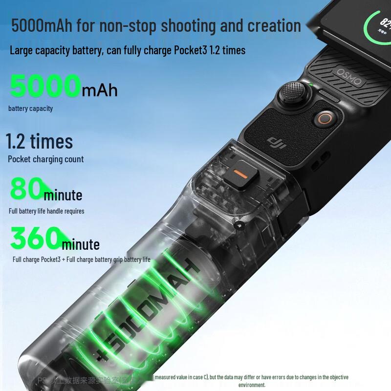 LKTOP DJI Pocket 3 5000mAh Extended Battery Grip