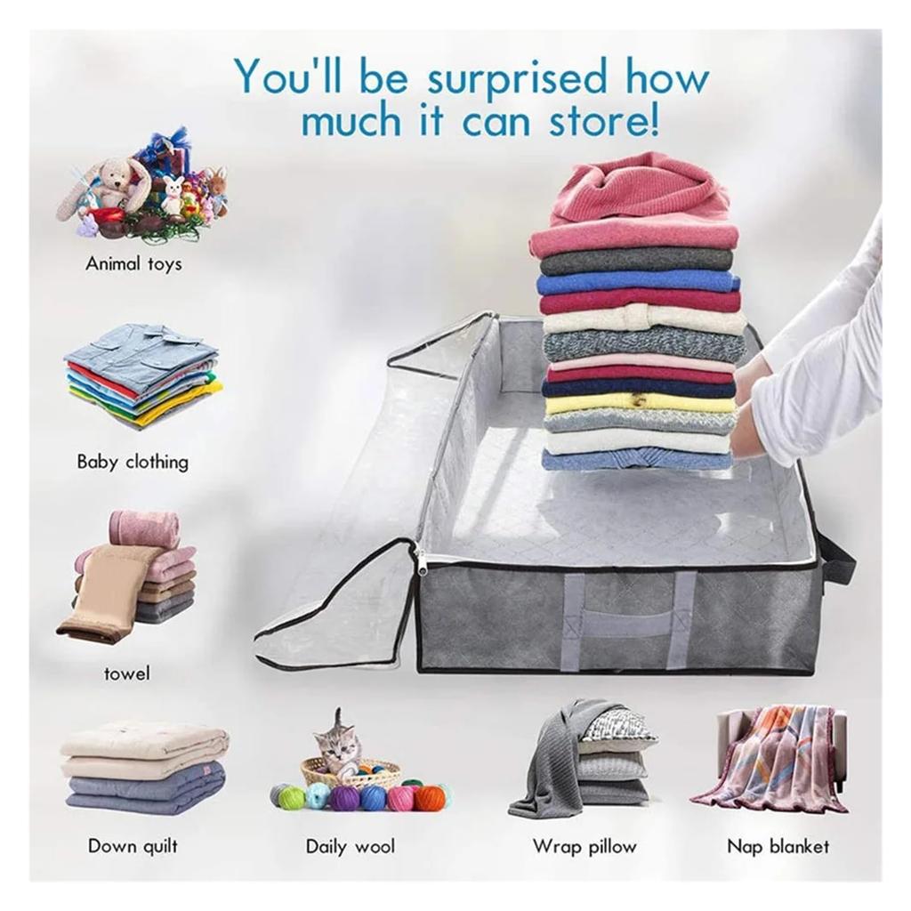Vliesstoff Unterbett Steppdecke Aufbewahrungstasche Organizer Kleiderschrank Kleidung Staubdicht Feuchtigkeitsabweisend Abschlusstasche Faltbare Aufbewahrungsbox