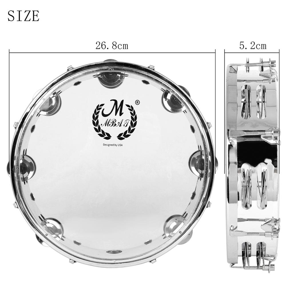 8/10 Inches Tambourine Adjustable Tone Hand Held Drum Self-tuning Sound Double Row Jingle Drum Children Enlightenment Music Toys