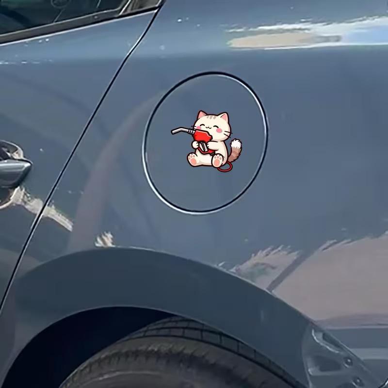 Cute Cartoon Cat Oil Cap Sticker for Decorating Car Oil Cap Box
