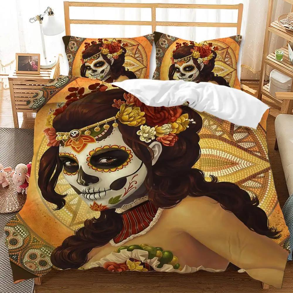 Happy Halloween Bed Set Queen Size 3D Bed Linen Skull Digital Print Queen Size Bedding For Boys Duvet Cover Set Home Textile 3d