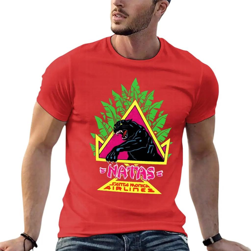 Vintage Santa Monica Airlines Natas Kaupas Funny Oversized T Shirt Printed Men Clothes 100 Cotton Streetwear Plus Size Top Tee