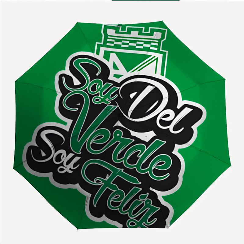 Atletico Nacional Fashionable Automatic Opening/Closing Folding Umbrella. Portable and Foldable, Ideal for Gift, Travel, and Daily Use.