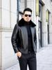 Men's Winter Casual Lapel Leather Jacket with Plus Velvet, Suitable for Middle-aged and Elderly.