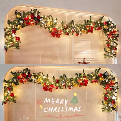 2.7m Rattan Christmas Light Ball Garland for Window Decoration
