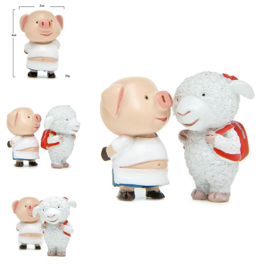 Cute Resin Pig And Lamb Statue With Resin Craft For Collectors And Giftgiving