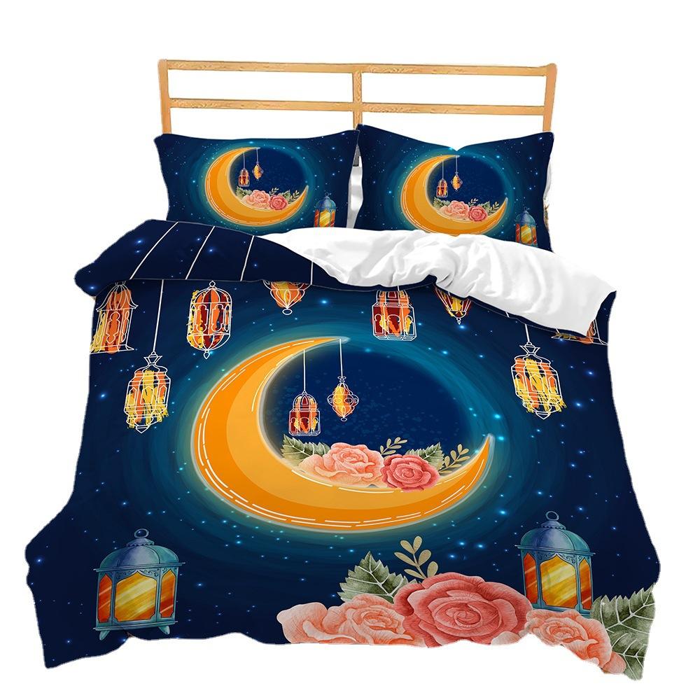 Quilt Cover Three-Piece Good Night Series Star Moon Pillowcase Digital Printing Bedding
