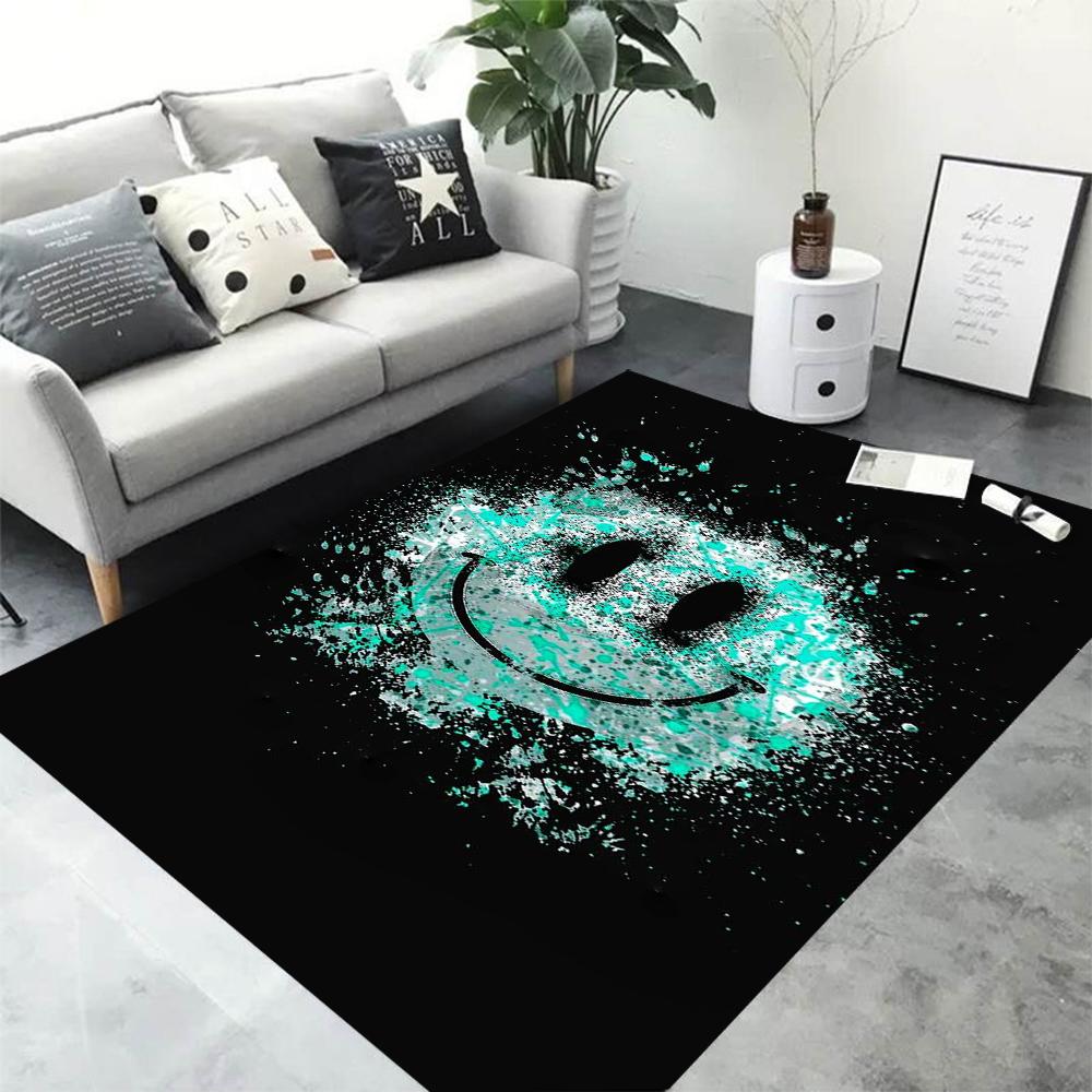 3D Graffiti Smiley Face Area Rug Carpet Rug for Living Room Bedroom Sofa Doormat Decoration Kid Play Non-slip Floor Mat