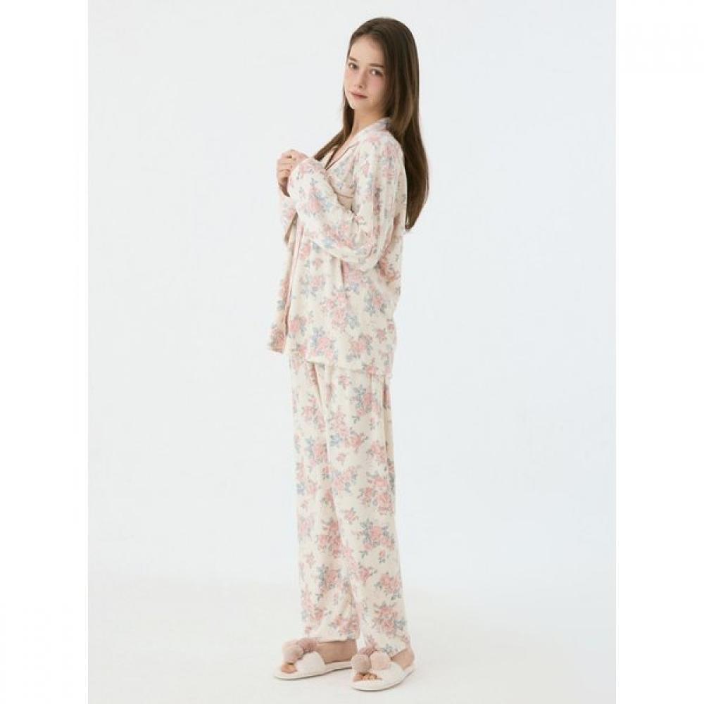 Lunaluz Women S Long Sleeve Two Piece pajamaS Eden roSe Mink Span Collar Neck 2c 