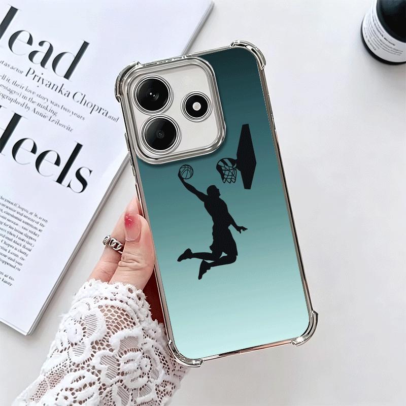 Basketball Sports Aesthetics Plating Phone Case For Xiaomi Redmi Note 14 15 Pro Plus 13 12 11 11S 11T 10 9S 9 5G Anti-Fall Airab