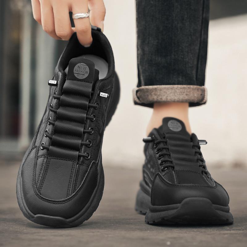 Men's shoes autumn leather waterproof casual sports shoes men's non-slip black work shoes winter velvet warm cotton shoes