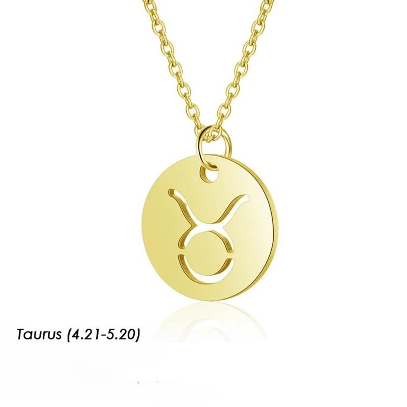 12 Constellation Necklaces for Women Girl Zodiac Sign Gold Color Pendant Necklace Aries Leo 12 Constellations Jewelry