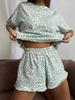 Women's Leopard Print Pajama Set - Short Sleeve and Shorts