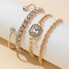 4 Stück/Set Strass-Dekor Gedrehter Armreif Mode Hohlkette Mehrlagig Hand Geometrie Einfacher Offener Armreif Für Frauen Geburtstagsgeschenk