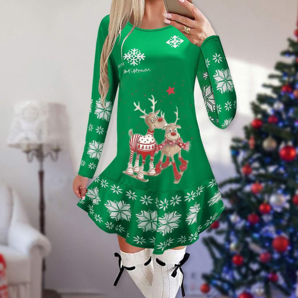 Women's Christmas Printed Dress Base Shirt