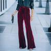 New Autumn Winter Women's Patchwork Golden Velvet Crisscross Pants High Waist Casual Pants