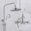 Luxury NEW Bathroom Surface Mount Brass Rainfall Shower Faucet Set Antique Brass with Handshower + Tub Spout + 8" Shower Head