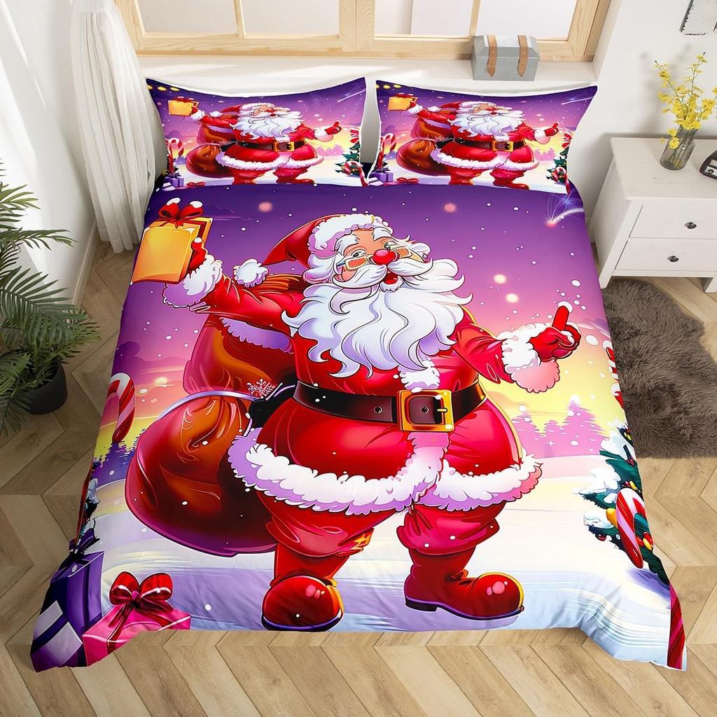 Santa Claus Bedding Set, Christmas Tree Duvet Cover Full Queen,Galaxy Starry Sky Comforter Cover Decor New  Quilt Cover