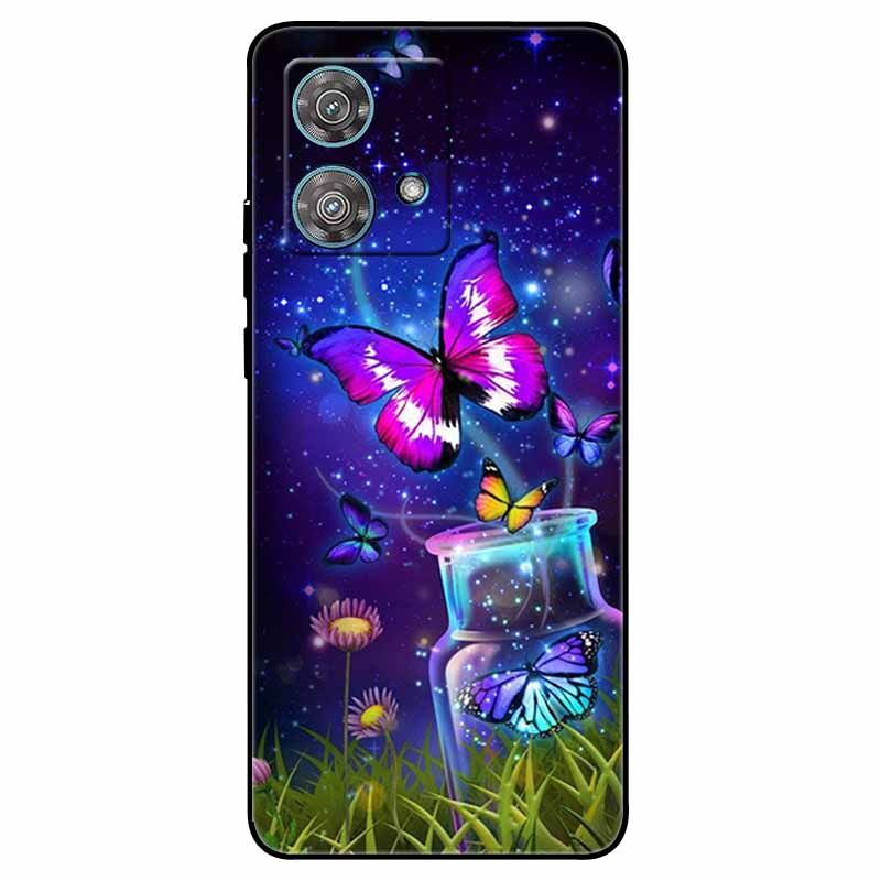 Skirta Moto G84 5G dėklas Silikoninis Minkštas Spausdintas Katės Drugelio Telefono Dangtelis Motorola MOTO G84 TPU Dangtelis MotoG84 G 84 Madingas Maišelis