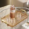 New Light Luxury Storage Tray Large Capacity Double Handle Jewelry Tray Clear Plastic Snack Plate Home Kitchen Organizer