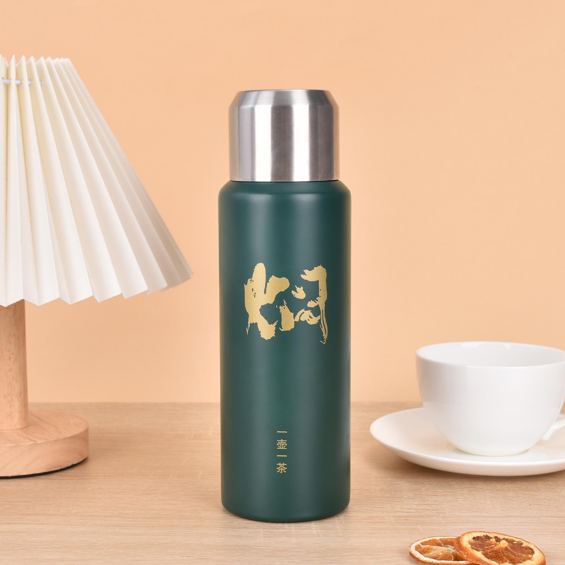 

316 stainless steel stewed teacup business office brewed tea water cup double-layer anti-drop thermos cup with tea leak 600ml зелений