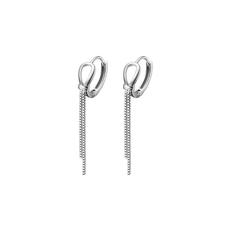 Pendientes de Borla Anudada de Plata de Ley Para Mujer Joyería de Oreja de Moda Minimalista
