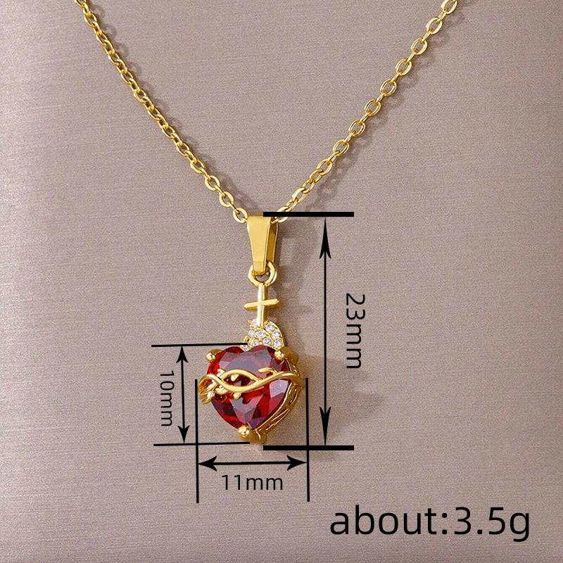 New European and American Luxury Necklace for Women with A Sense of Luxury, Thorny Heart, Red Zircon Jewelry, and Headwear