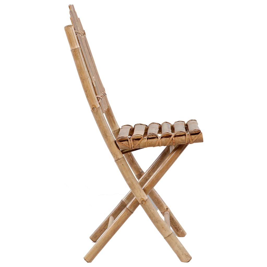 Folding Garden Chairs 2 pcs with Cushions Bamboo