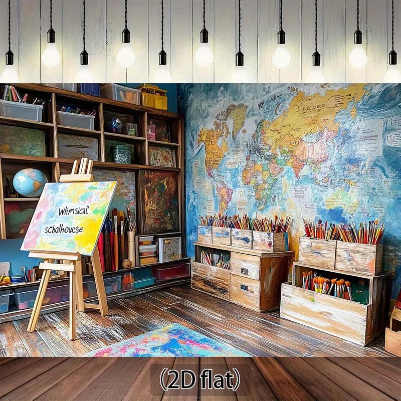 

2D Art Supplies Print Party Backdrop for Art Themed Birthday & Celebration 47.2x31.5inch/120*80cm