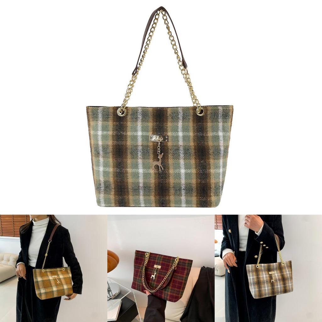 Trendy Woolen Color Block Striped Tote Bag For Women Ideal For Commuting And Everyday Use