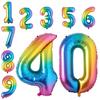 40-calowy Duży tęczowy balon foliowy na urodziny Balony z liczbami na hel Dekoracje na przyjęcie urodzinowe