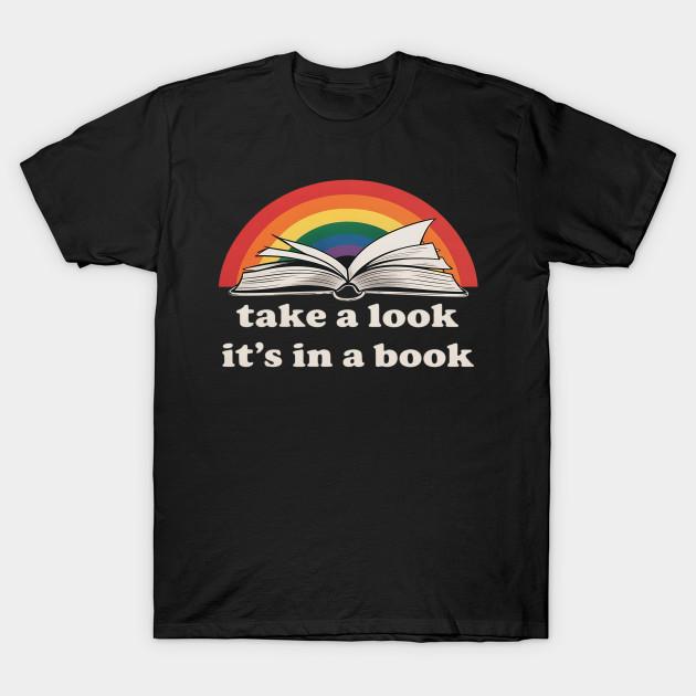 

Men Black Print T-shirt Take A Look It S In A Book Reading Rainbow No-Cut Transfer Paper Print Cotton Tshirt XL