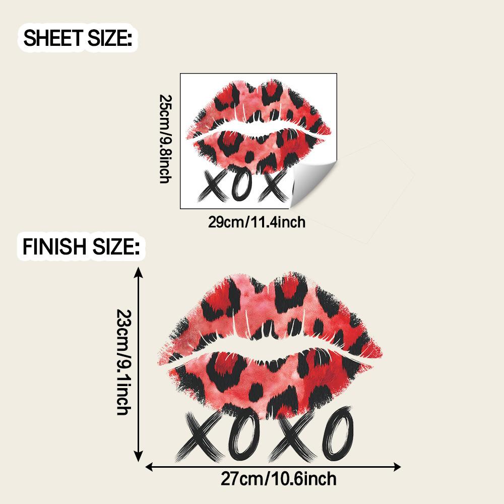 

Персоналізовані настінні наклейки з леопардовим принтом, відбитками губ та англійськими словами для туалетної кімнати, спальні