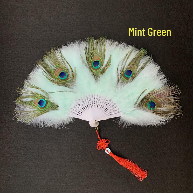 Peacock Feather Fan: Live Stream Cheongsam Fashion Show Accessory