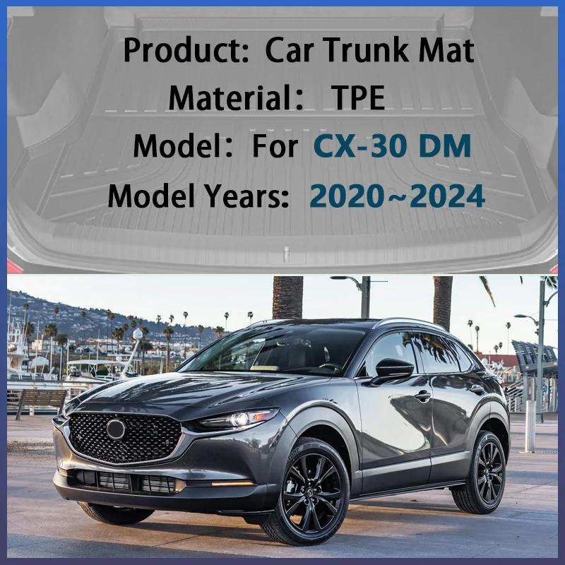 Black Car Trunk Mat For Mazda CX-30 DM 2020~2024 2021 2022 2023 Waterproof Rubber TPE Material Protection Pad Auto Accessories
