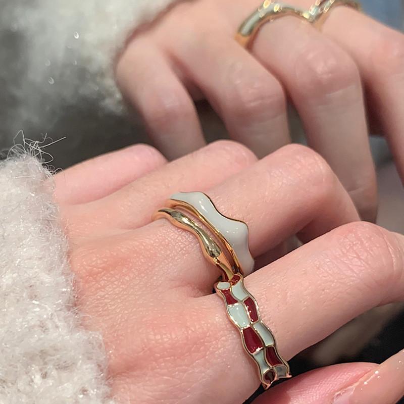 Geometric Chic Adjustable Copper Ring For Women In 2023 With Elegant Pattern Checkerboard