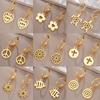 Fashion Women Stainless Steel Earrings Heart Cross Flower Turtle Sun Pendant Hoop Earrings Jewelry Gift