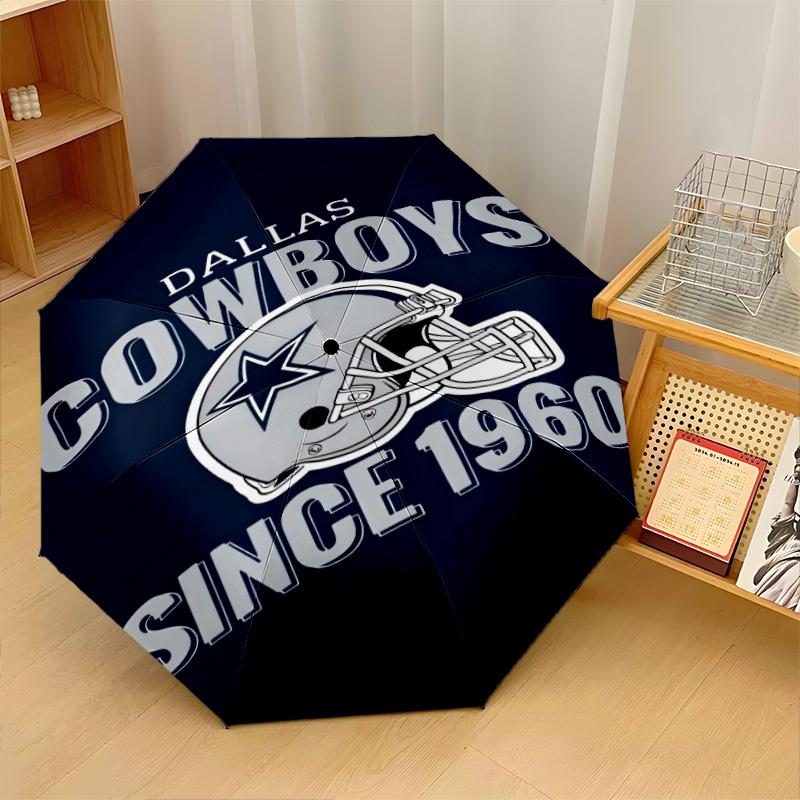 Dallas Cowboys Print Auto 8?Ribs Folding Umbrella Wind Resistant Lightweight Automatic Umbrella For Daily Travel