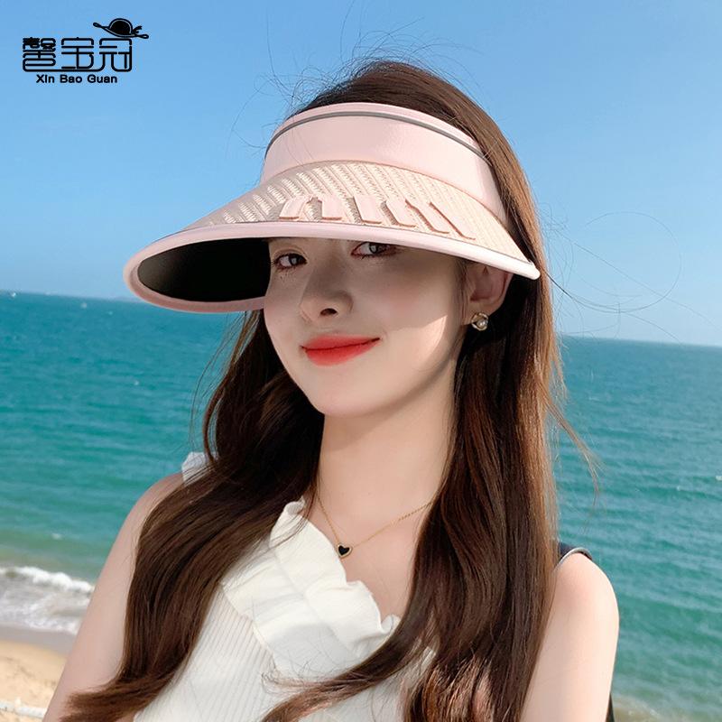 8463 Summer Outdoor Sunscreen Hat Children's Foldable Versatile Sunshade Empty Top Hat Straw Pattern Big Eaves Sun Hat Tide